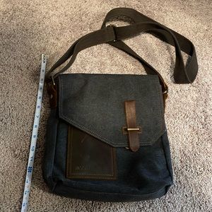 Messenger bag denim and leather